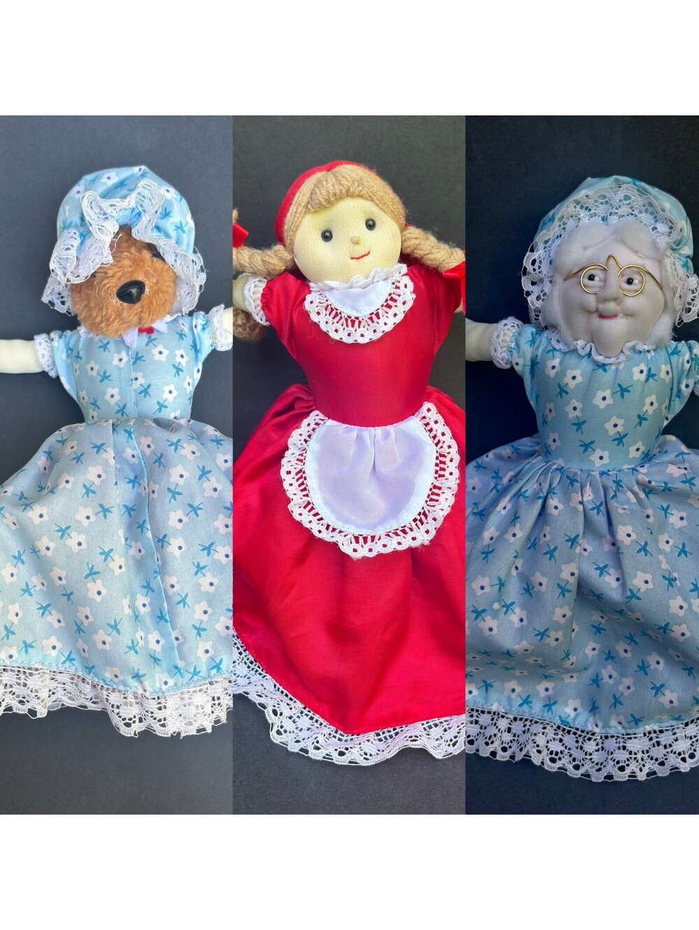 Little Red Riding Hood -Wolf -Grandma 3 In 1 Topsy Turvy Doll VINTAGE